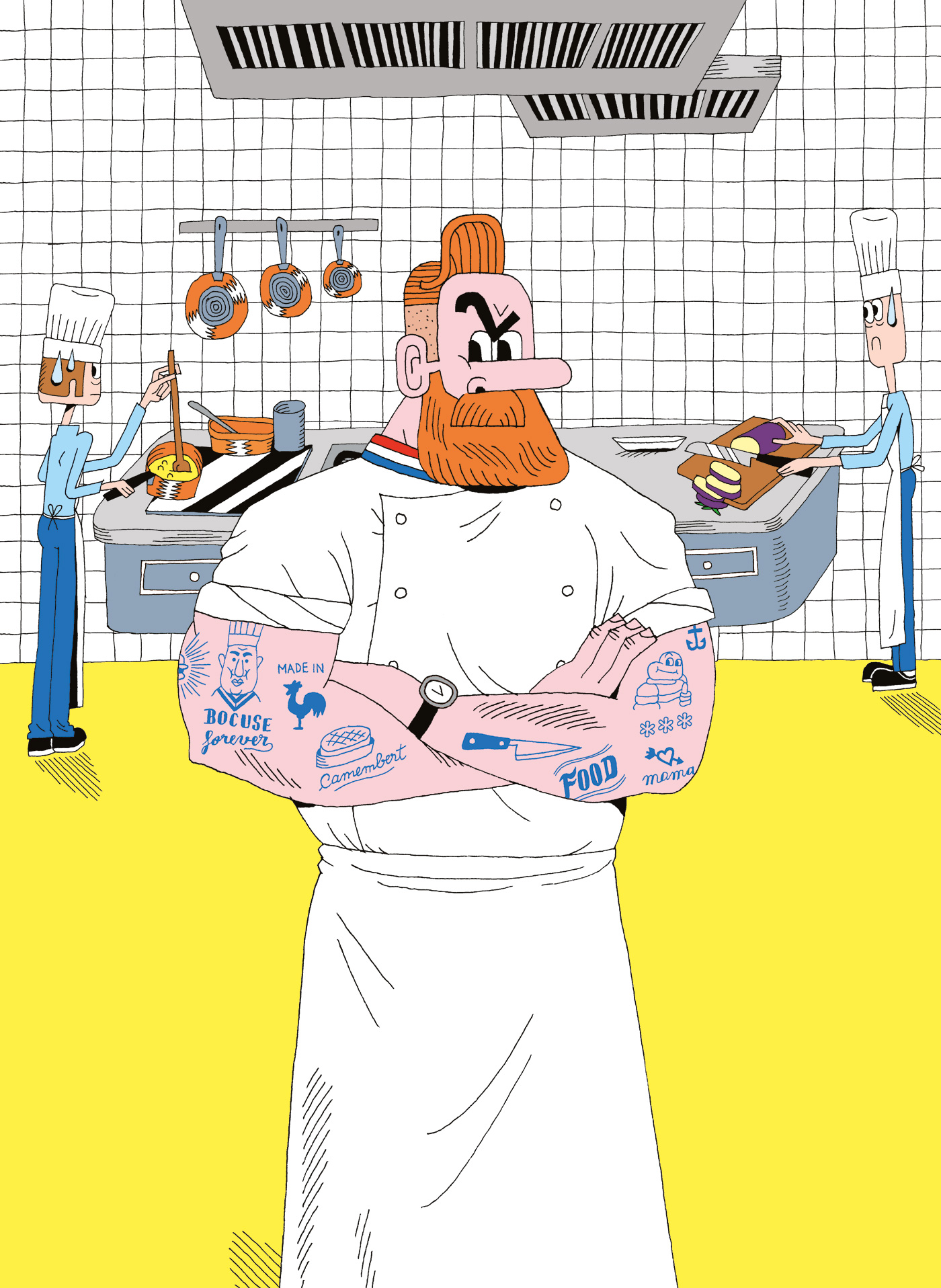 Illustrations de Estocafich pour le Food Book Omnivore 10, sur le thème cuisinier porno